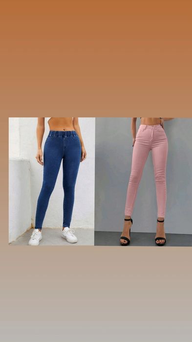 Blugi skinny sexy damă albaștrii/roz