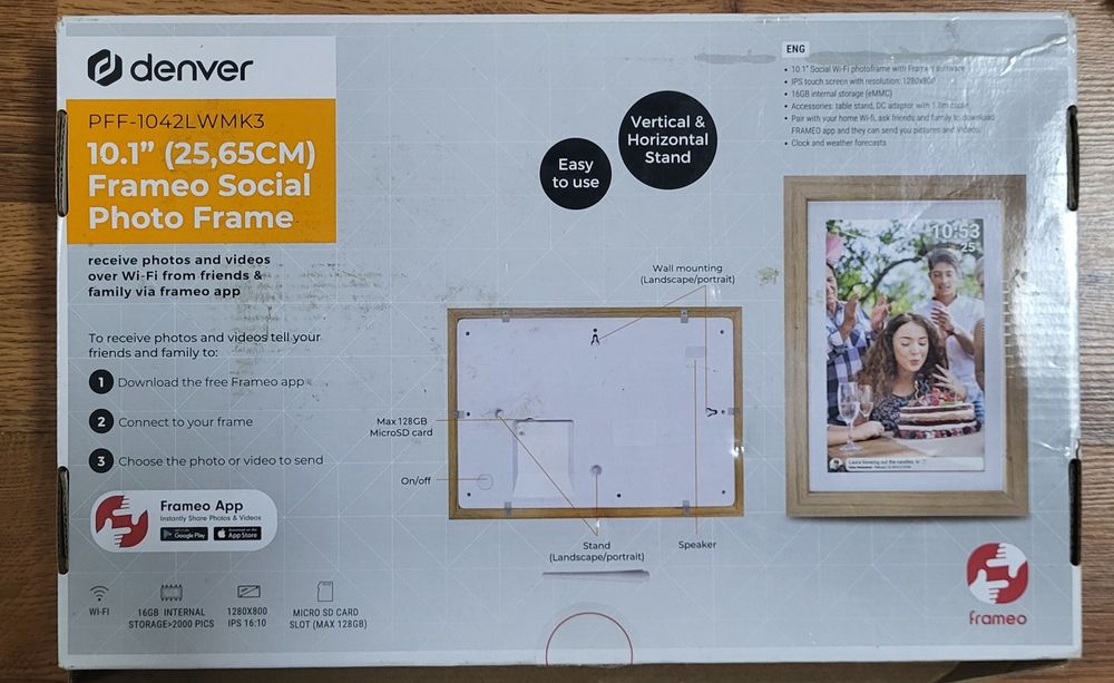 Rama foto digitala, Denver, Wi-Fi, Ecran tactil, IPS, 10", 16GB