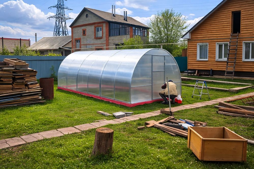 Теплицы доставка установка поликарбонат не дорого  выезд на замер