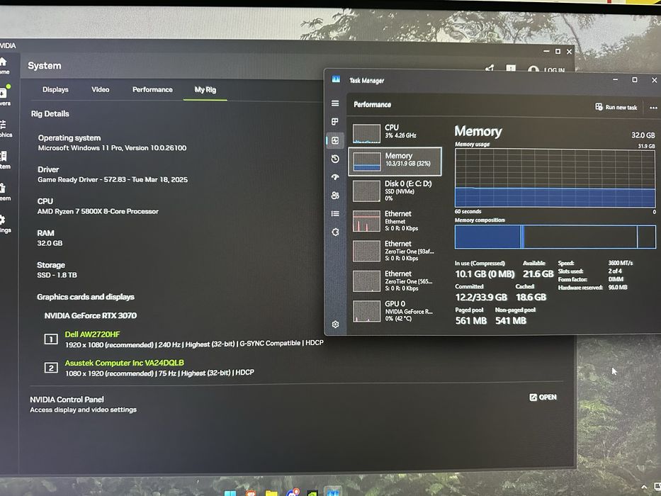 PC Gaming Ryzen 7 5800X + RTX 3070 8GB + 32GB RAM 3600MHz + 2TB NVMe