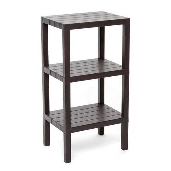 Рафт на 3 нива, Черен, дървен ефект, Етажерка, 38x29x73,5 см