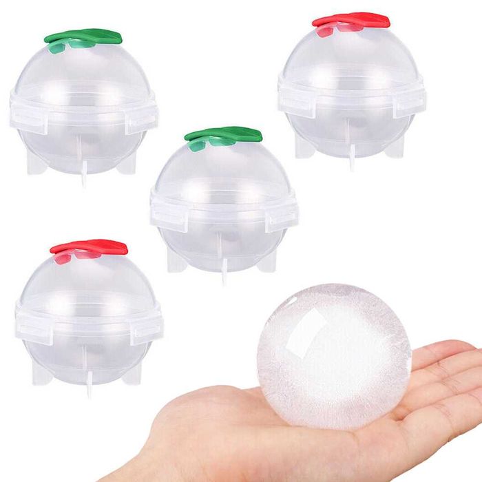 Forma rotunda pentru gheata 4 bile mari reutilizabile transparent 5 cm