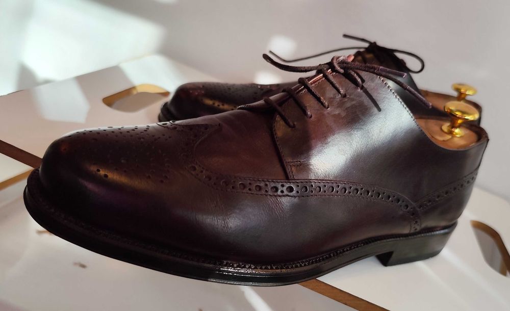 Pantofi derby 42.5 43 brogue Lav Artigianale piele naturala moale