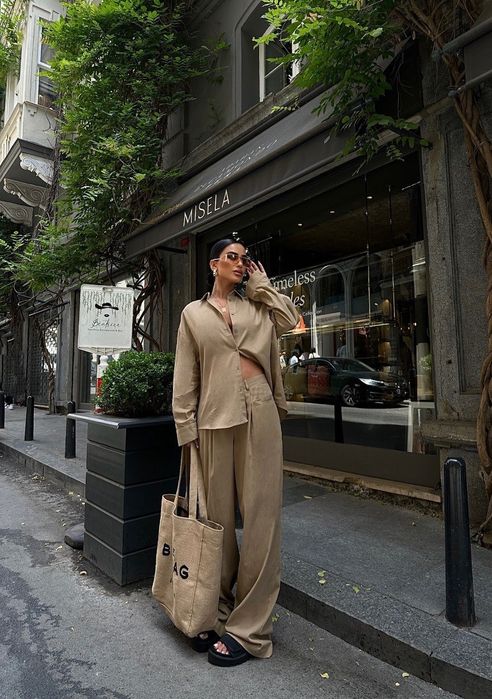 Сет за една атрактивна ежедневна визия  цвят екрю