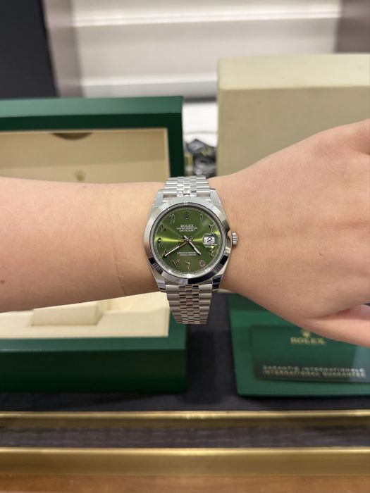 NEW Rolex Datejust 41mm Steel Green Arabic Dial Custom 126300