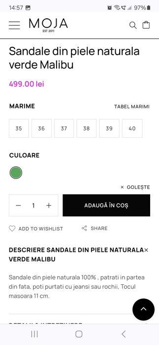 Sandale din piele naturala verde Malibu