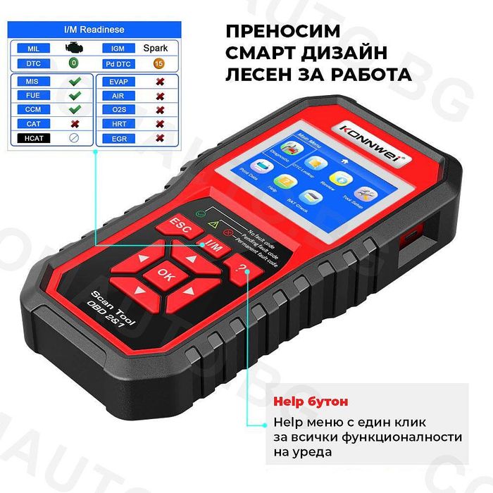 Универсална автодиагностика с автомобилен скенер konnwei kw850