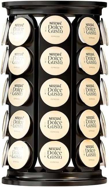 Въртяща стойка за капсули кафе до 40 броя метална черна за Dolce Gusto