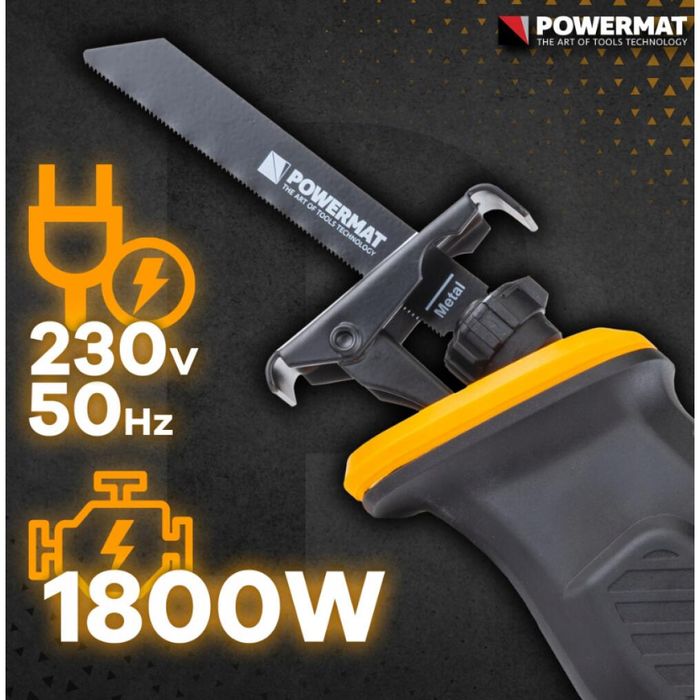 Fierastrau tip sabie, electric, 1800 W, 20 lame SDS incluse, Powermat