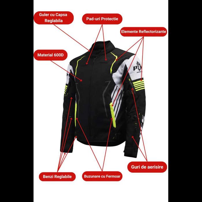 Geacă Moto PES 4 Sezoane Protecții Level 2, impermeabila, mesada iarna
