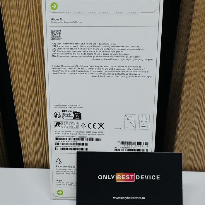  iPhone Air, 256GB,Space Black, Model A3517