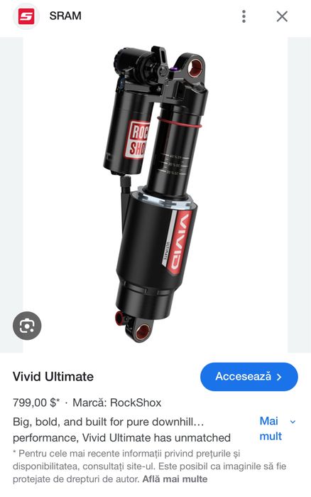 Shock RockShox Vivid Ultimate roșu NOU