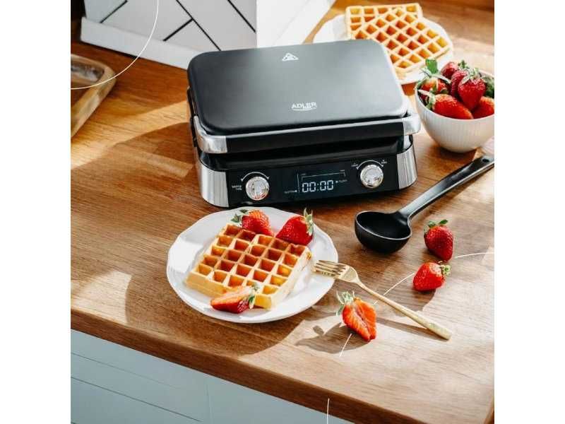 Гофретник с 5 Програми и LCD Дисплей Adler AD 3084 - 1600W, Черен