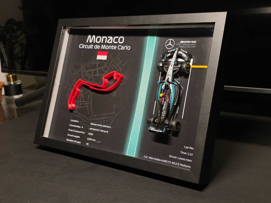 Tablou F1 Circuit Monaco – Lewis Hamilton – Print 3D – 31x21 cm