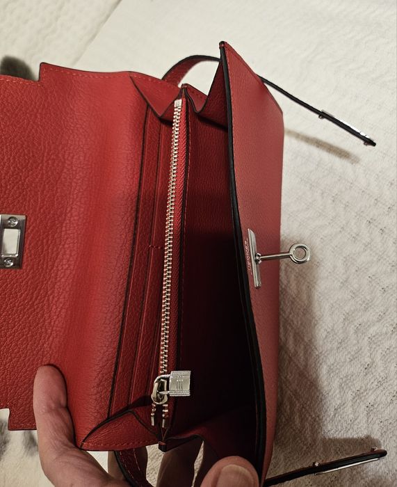 Portofel Kelly (  Kelly Wallet) rosu, piele naturala togo