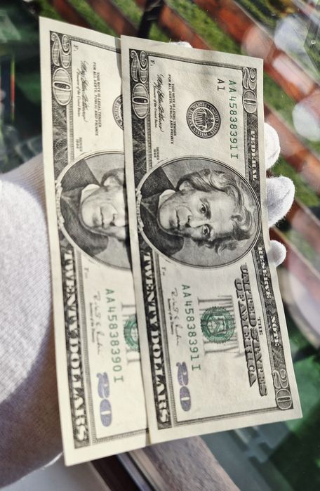 2 bancnote UNC consecutive 20$ 1996