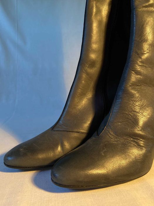 Ghete Fiorangelo din piele verde, toc cui, marimea 40, catarama dubla