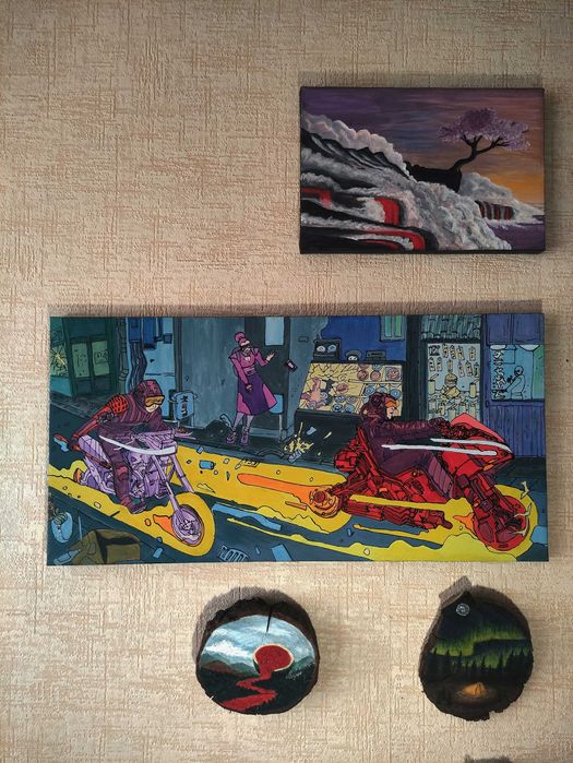 Продается картина. Стимпанк. Гонка на матациклах