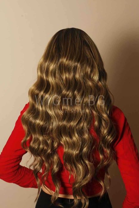 Дълга къдрава тъмноруса лейс фронт перука Лана