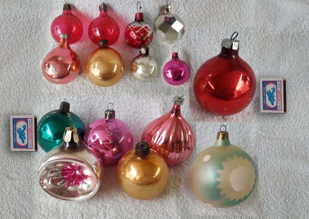 Новогодние ёлочные игрушки. Советские. Стеклянные.