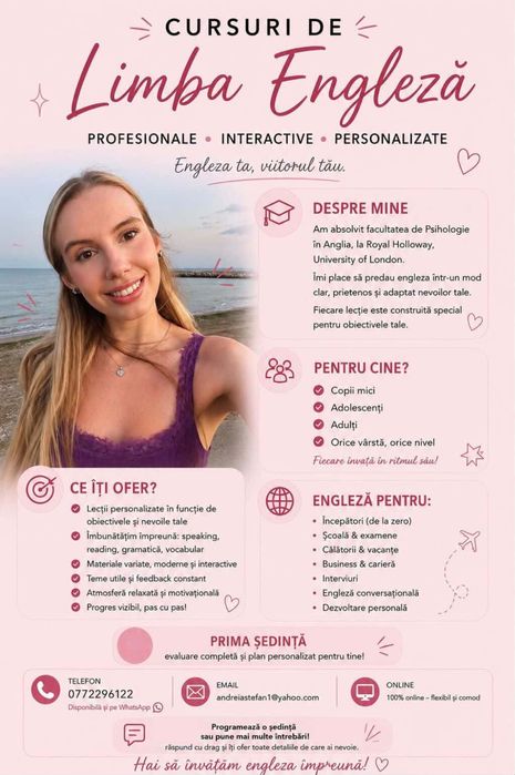 Meditatii Engleza online 80 lei/h
