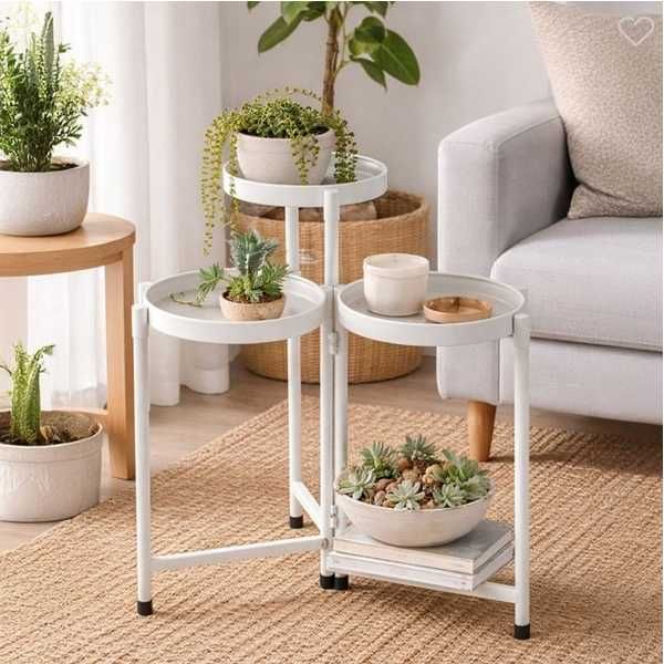 Декоративен цветарник Mercado Тrade, Метал, 3нива, Бял