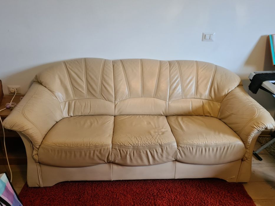 Set canapele piele crem 3-2-1