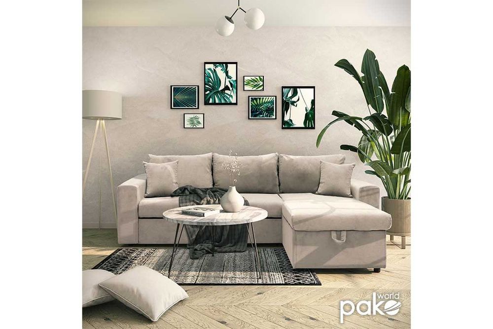 Удобен Ъглов диван Lilian с функция "Сън" и ракла- Безплатна доставка!