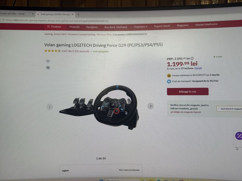 Vand Volan Logitech g29(cu schimbator si pedale)