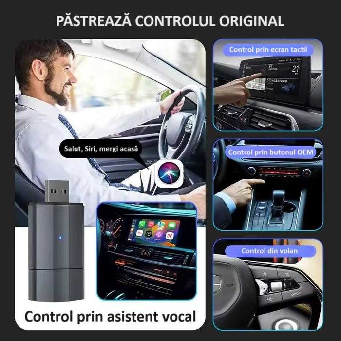 Adaptor Wireless Android Auto/Apple Carplay ZYTEQ® PL2 Universal, Nou