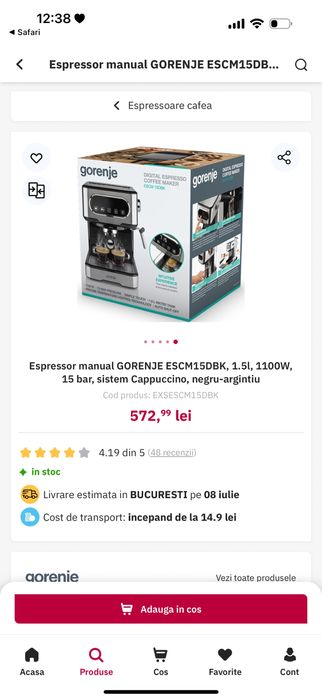 Aparat de cafea gorenje