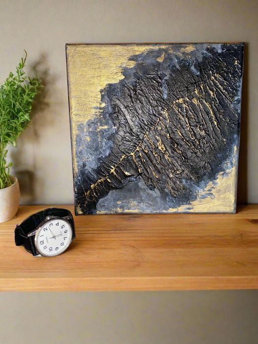 Tablou abstract 20x20 cm, acrilic in relief. Piesa decorativa unicat.