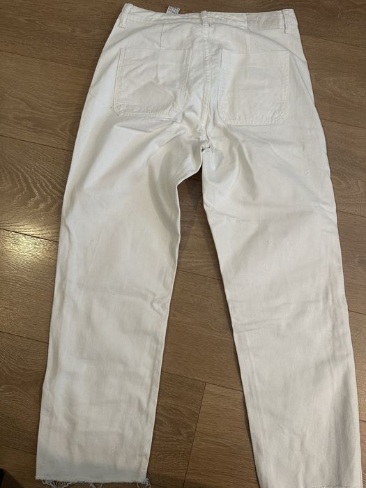 Blugi albi Zara 40 cu talie inalta