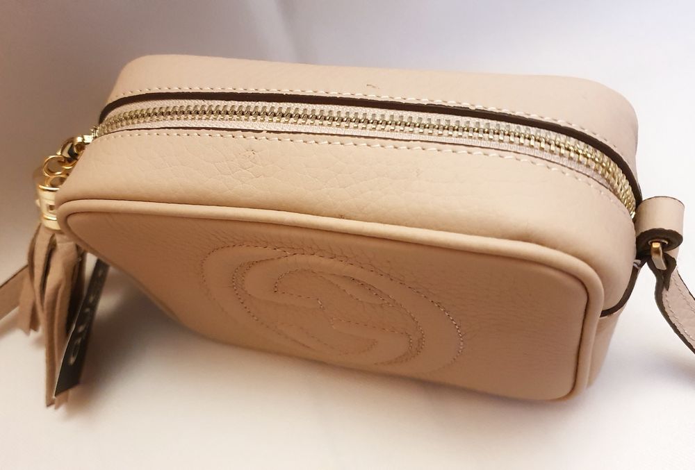 Poşetă piele naturală roz prăfuit