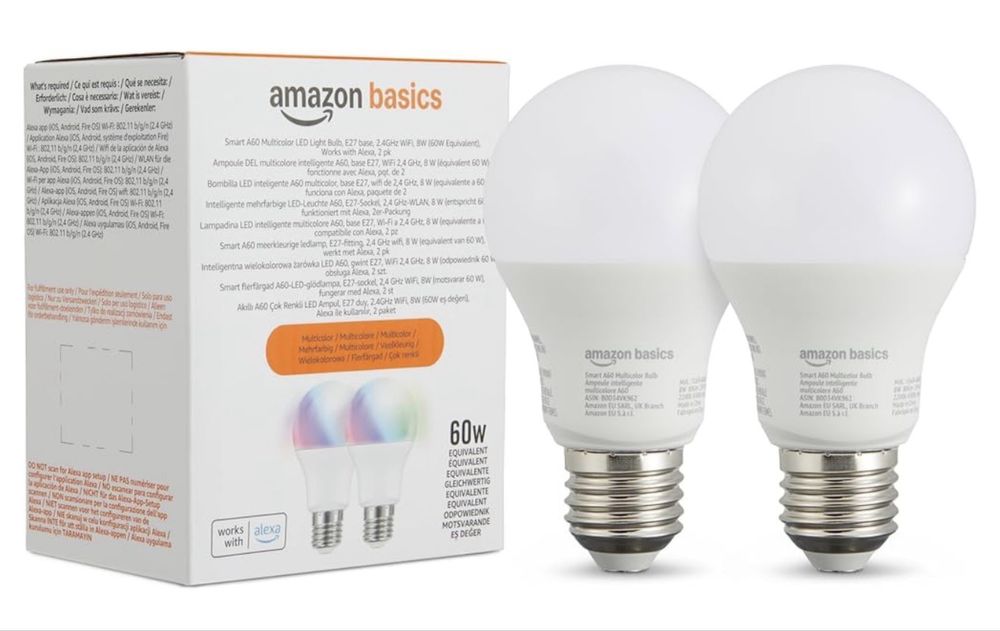 Bec LED inteligent, soclu E27, 8W, 2 buc