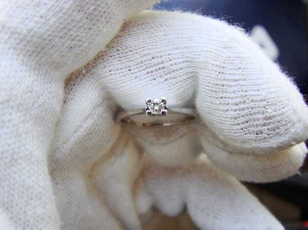 Inel Aur Alb 14K Cu Diamant Brilliant De Logodna