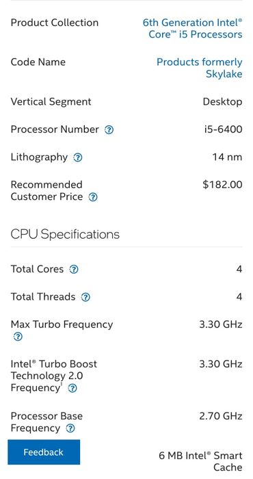Procesor Intel i5 6400 Skylake