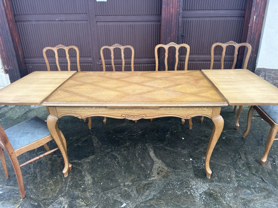 Разтегателна трапезна маса + 6 стола