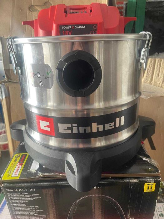 Aspirator cenușă Einhell TE-AV 18/15 Li C-Solo Power X-Change fără fir (18 V, putere aspirare de 100 mbar, vas inox 15 l, funcție de suflare)