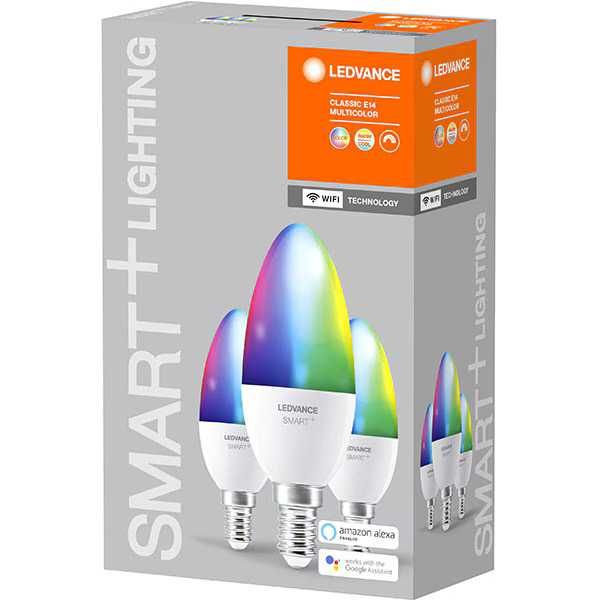 Set 3 becuri LED Smart LEDVANCE Candle 40 E14 5W 470lm Wi-Fi RGB nou