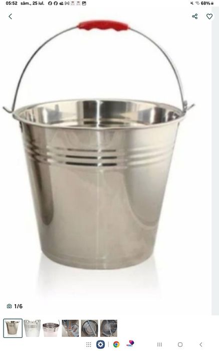 Galeata din Inox 10L cu maner rosu