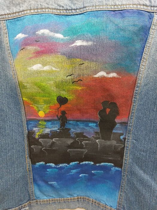 Veste Denim pictata manual Bershka