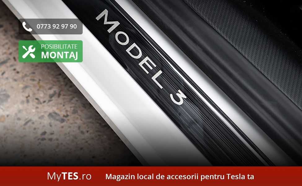 Ornamente INOX praguri (argintii / negre / carbon) - Tesla Model 3