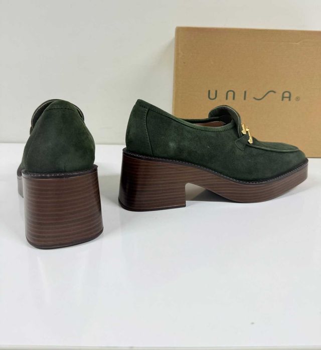 Unisa Green Dark Loafers Leather