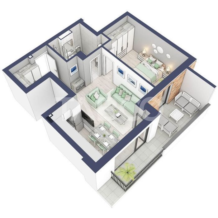 Apartament la parter cat un etaj 1 cu 47 mp utili 2 camere Turnisor — fotografia 3