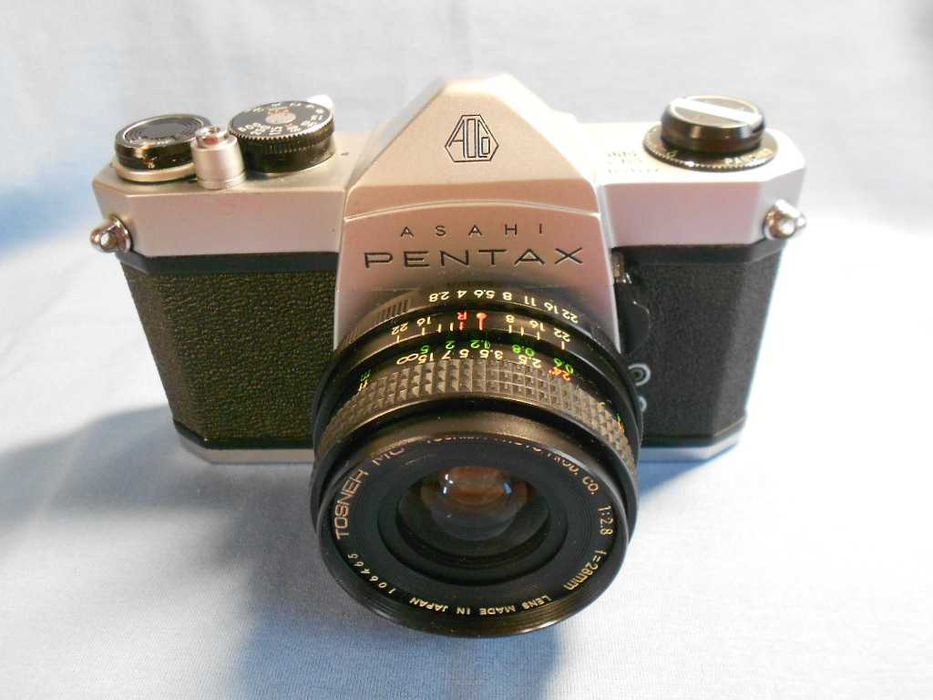 Pentax spotmatic cu Obiectiv Tosnar mc Toshiba 2.8 8, aparat foto film
