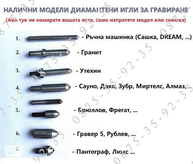 Диамантени игли за CNC гравиращи машини на портрети върху гранит Елмаз