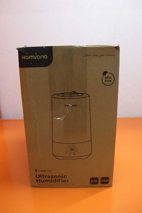 Овлажнител за спалня Homvana, 3.6L с горно пълнене с хладна мъгла, въртяща се на 360° мъгла, 34 часа работа, тих 16dB без BPA (бял)