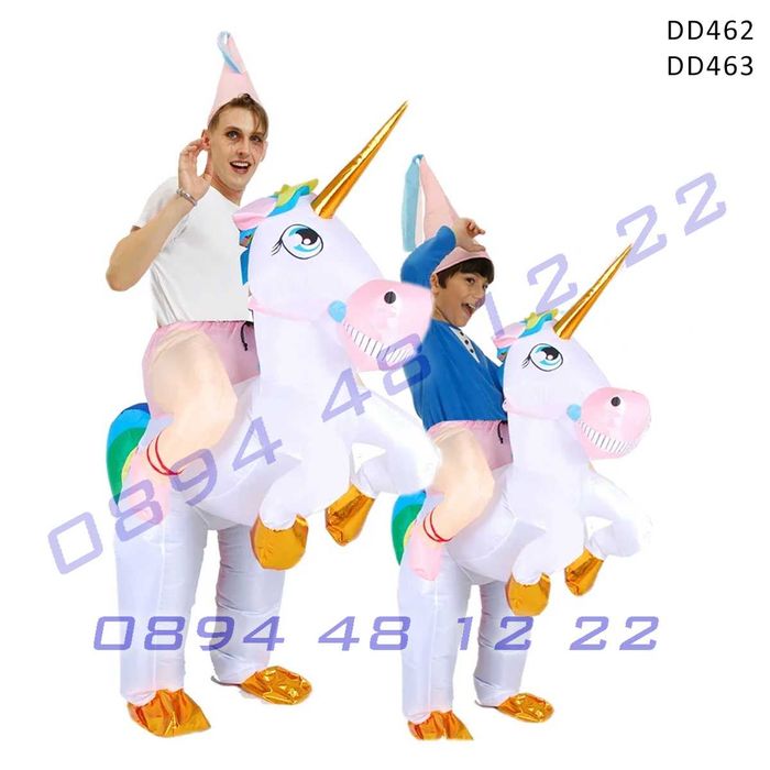Надуваем парти костюм Еднорог деца възрастни аниматори игри рожден ден