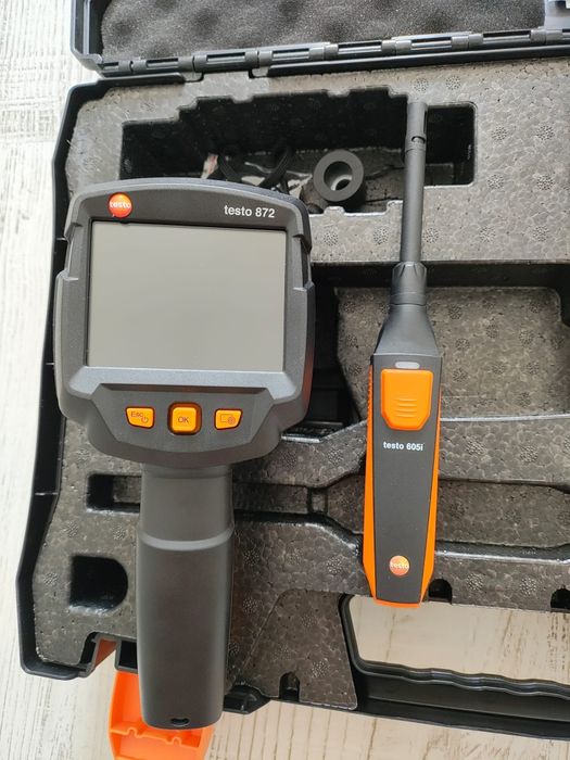 Cameră de termoviziune testo 872s și sondă bluetooth pentru umiditate testo 605i